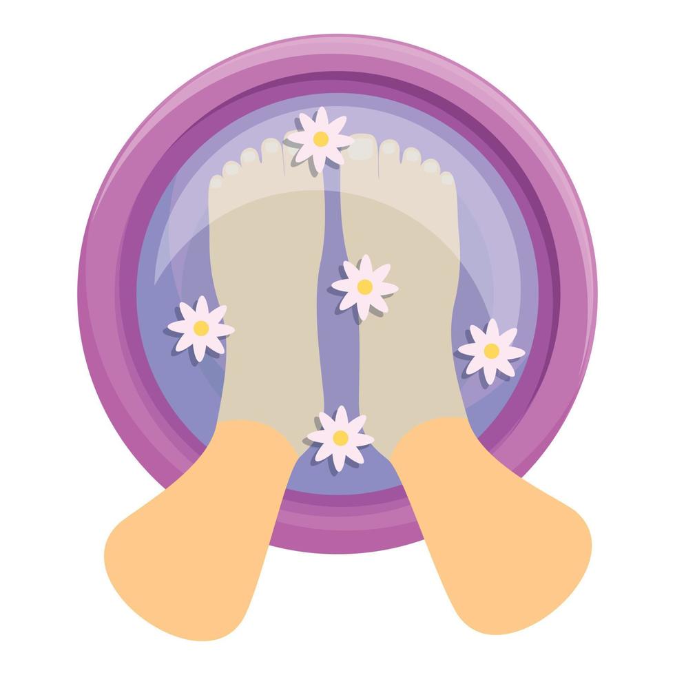 Spa flower foot bath icon, cartoon style vector