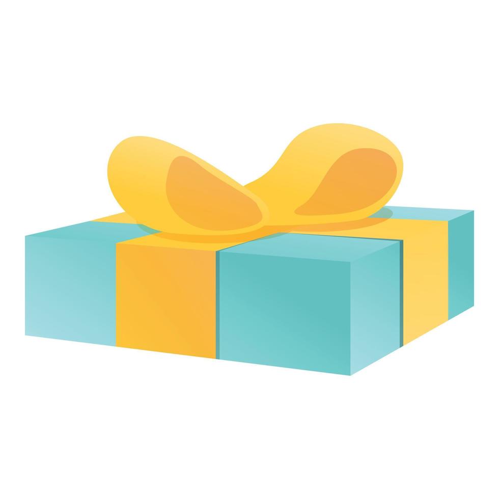 Birthday gift box icon, cartoon style vector