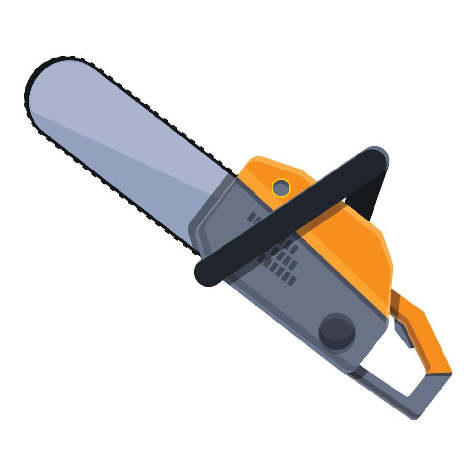 Old chainsaw icon, cartoon style vector