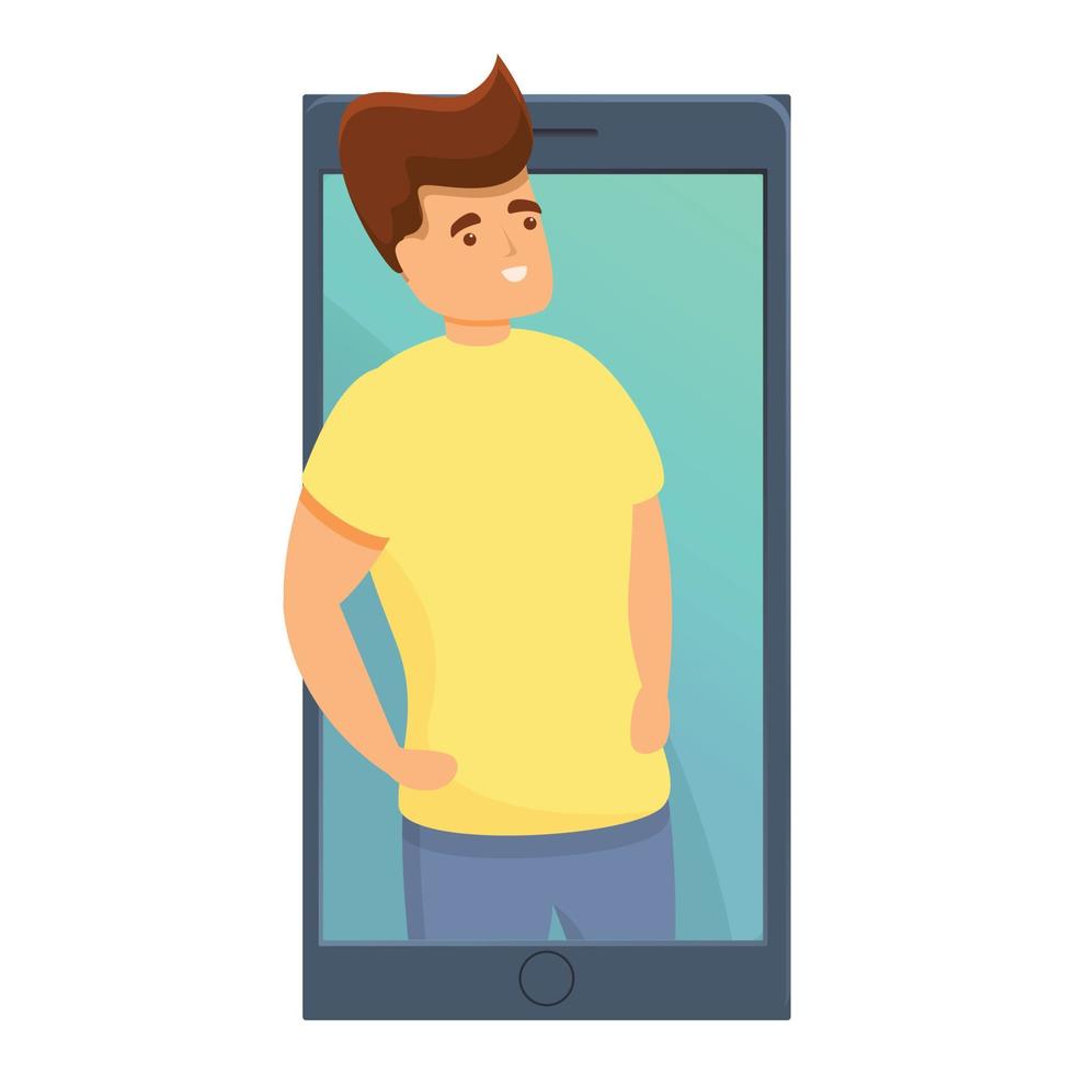 Smartphone video call icon, cartoon style vector