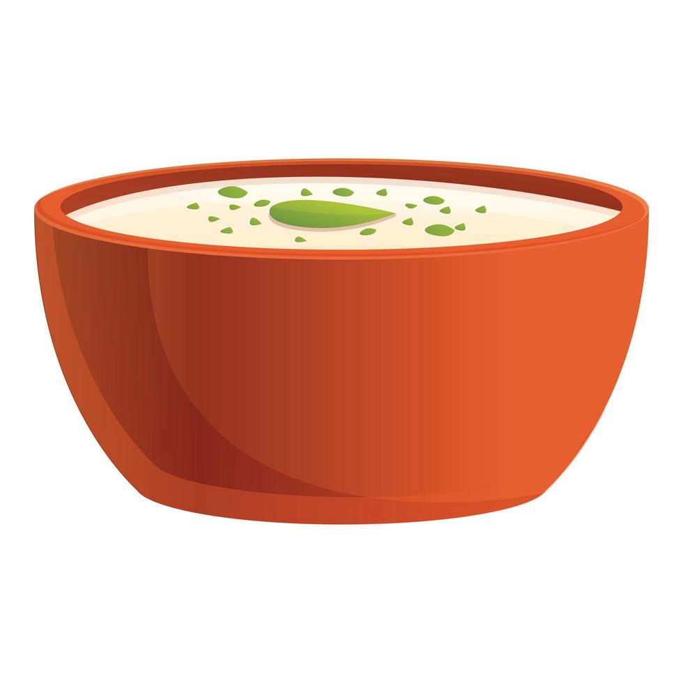 icono de sopa vegana de grecia, estilo de dibujos animados vector