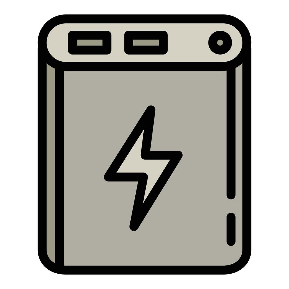 Quick charge power bank icon, outline style vector