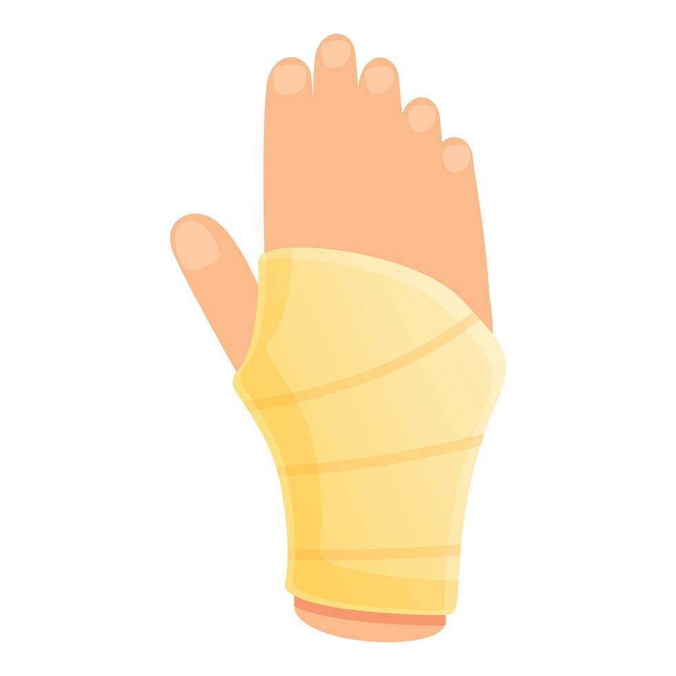 Doctor hand bandage icon, cartoon style vector