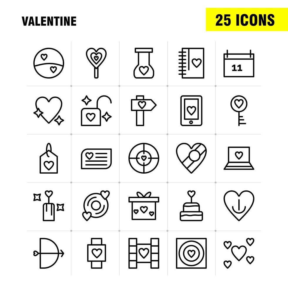 Valentine Line Icon Pack For Designers And Developers Icons Of Gift Heart Love Romantic Valentine Ball Heart Love Vector