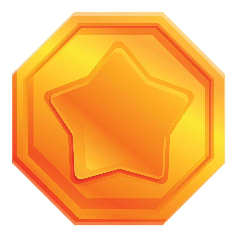 Bonus gold star icon, cartoon style vector