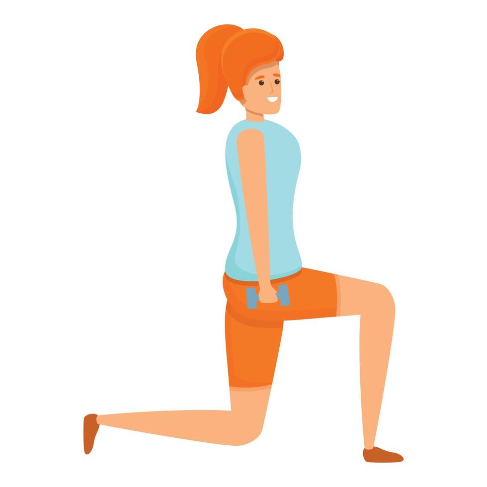 Home training girl exercise icon, cartoon style vector