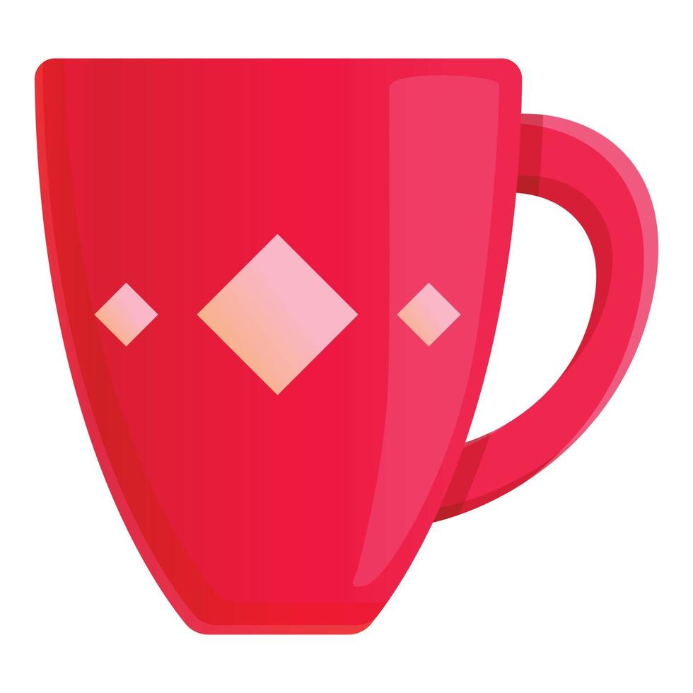 icono de taza roja, estilo de dibujos animados vector