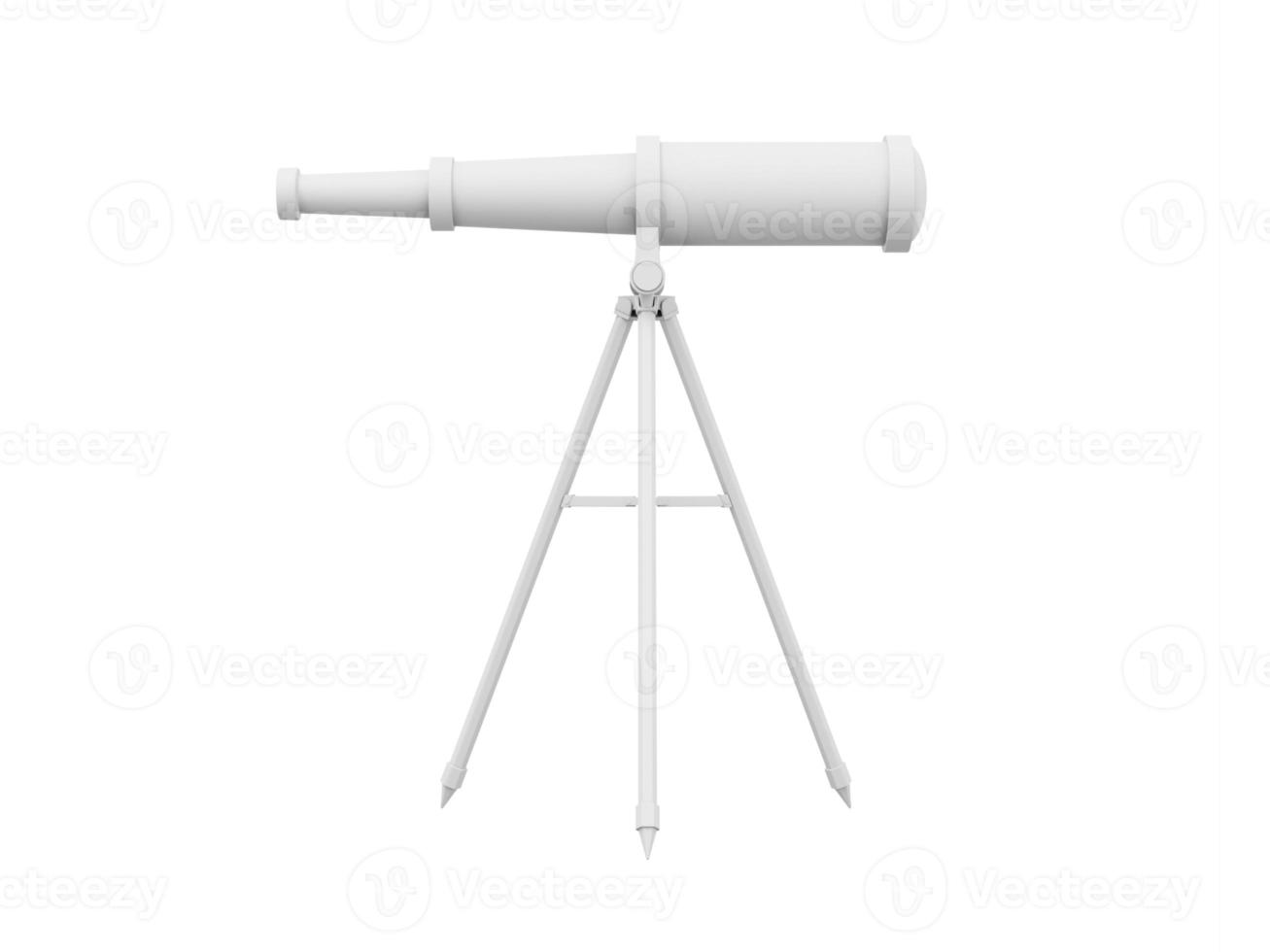 White telescope, side view. 3d rendering. Icon on white background. photo