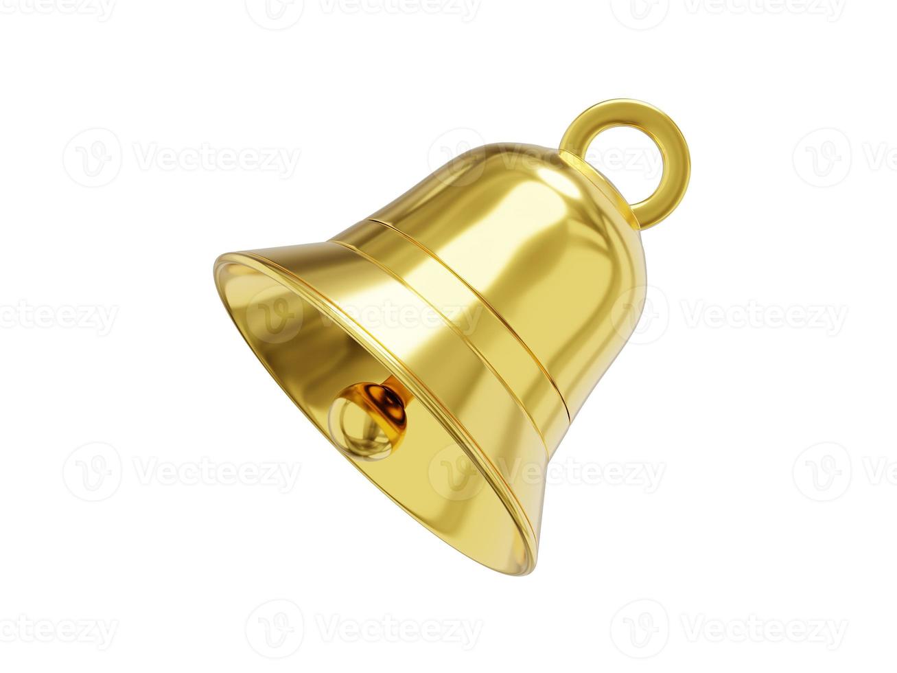 Bell metal gold, notification symbol. 3D rendering. Icon on white background. photo