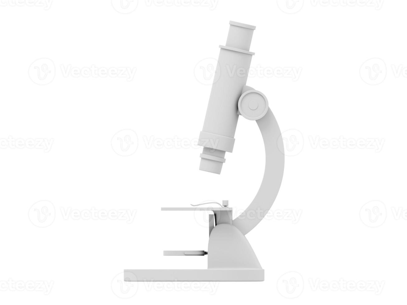 Cartoon white microscope. 3D rendering. Icon on white background photo
