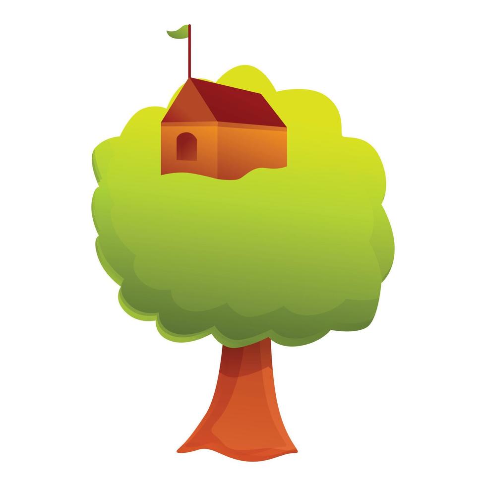 Tree house icon, cartoon style vector