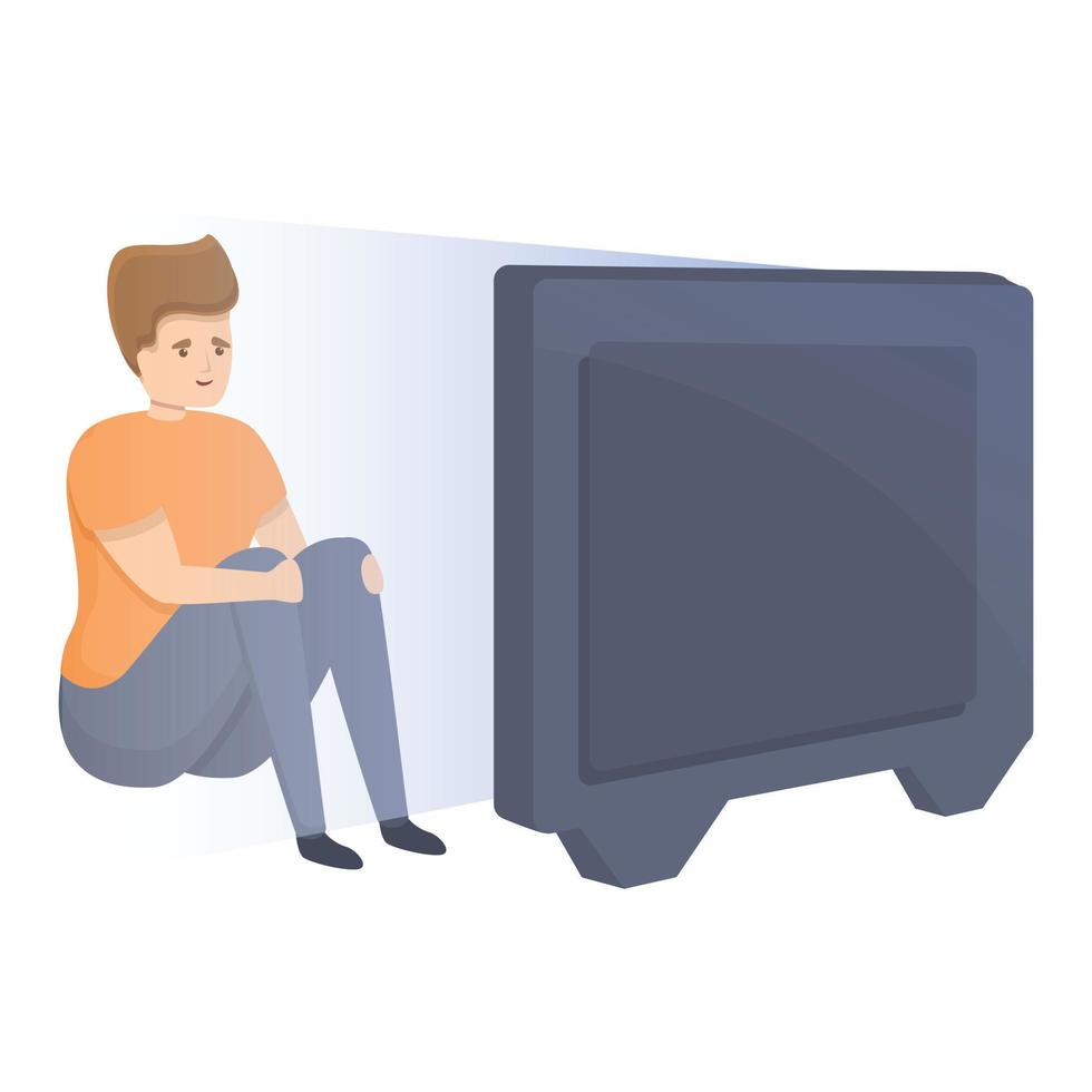 Habit tv night watching icon, cartoon style vector