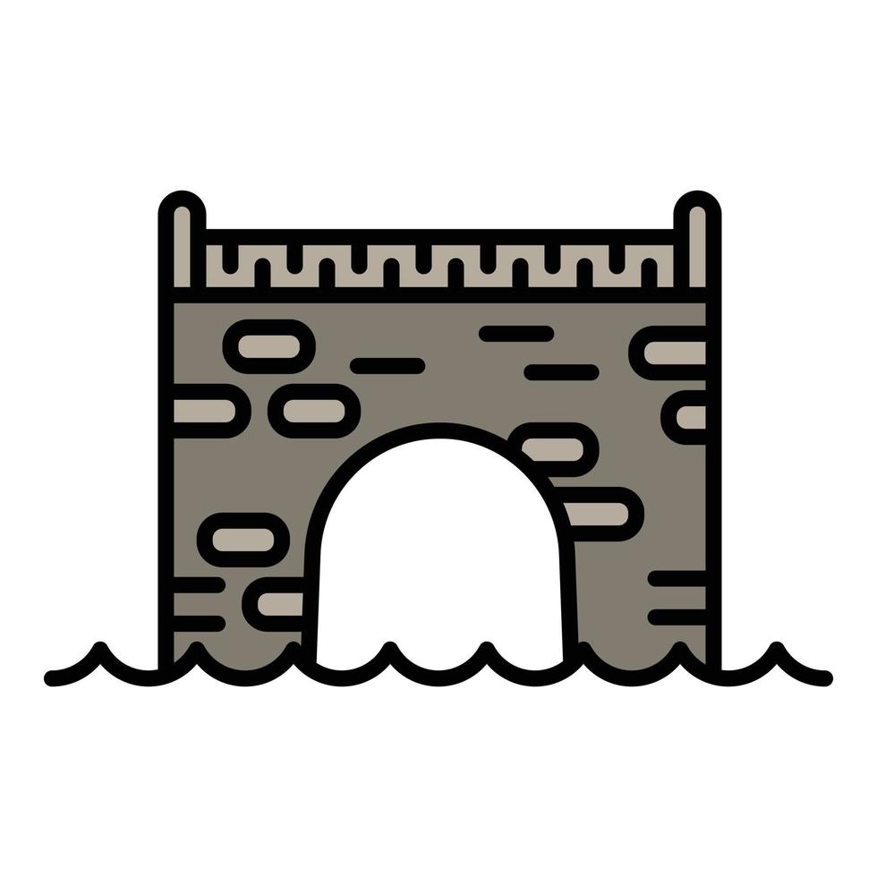 Brick bridge icon, outline style vector