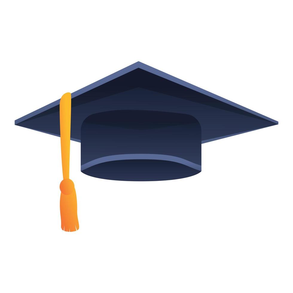 Cap graduation hat icon, cartoon style vector