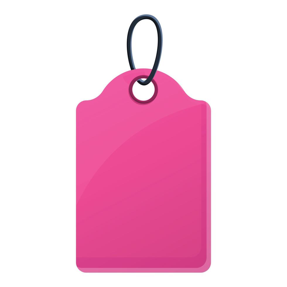 Pink cloth tag icon, cartoon style vector