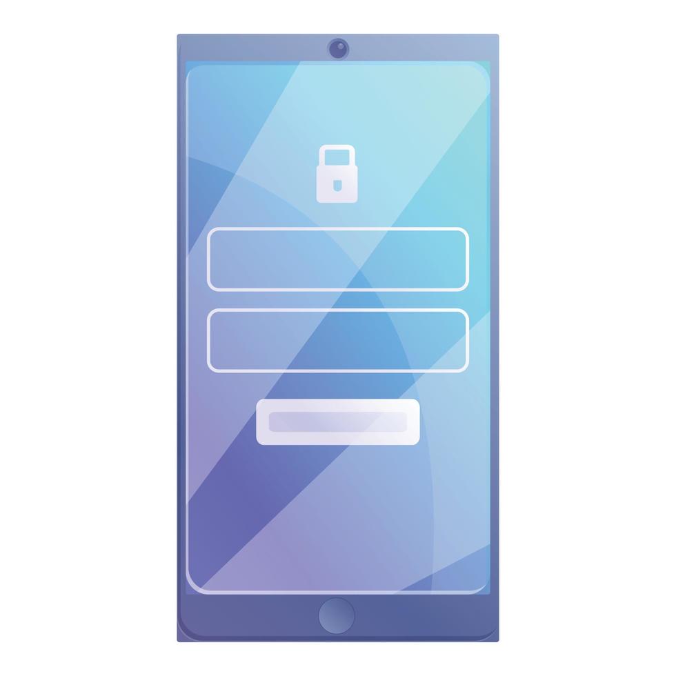 Smartphone digital protect form icon, cartoon style vector