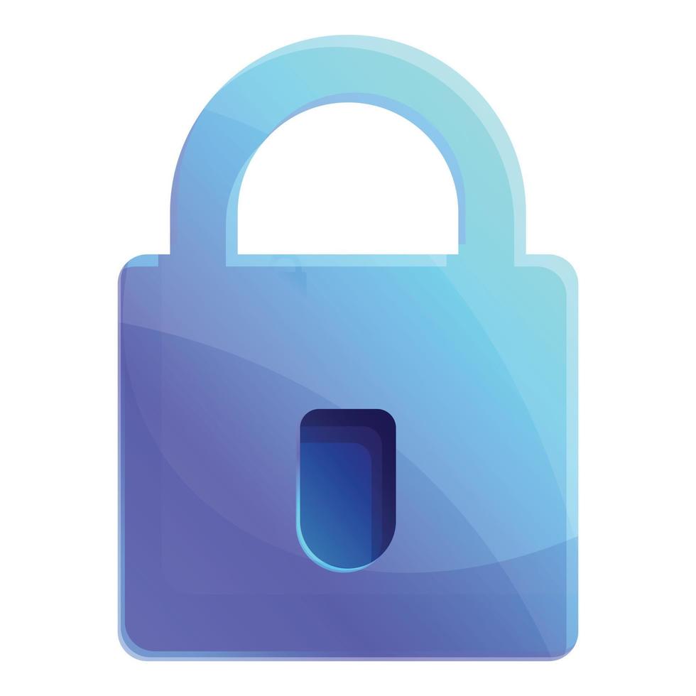 Secured personal data icon, cartoon style vector