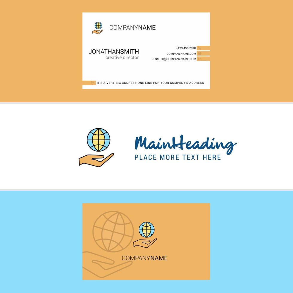 Beautiful Safe world Logo and business card vertical Design Vector