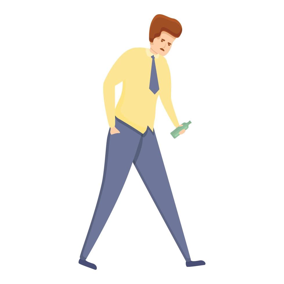 Sad jobless man icon, cartoon style vector