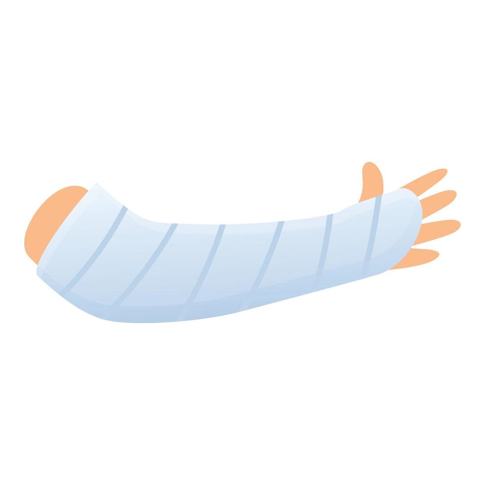 Hand injury bandage icon, cartoon style vector