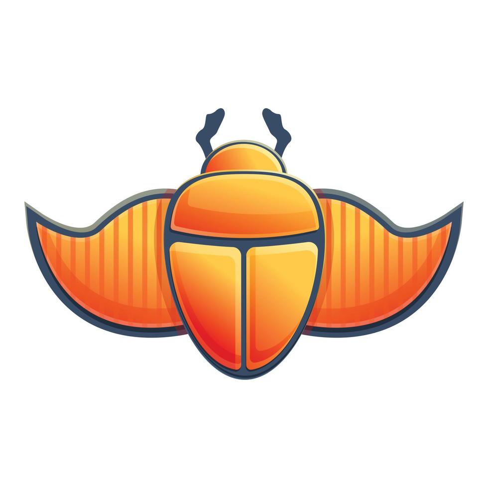 Wings scarab beetle icon, cartoon style vector
