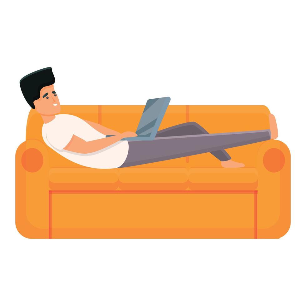 Home sofa remote work icon, cartoon style vector