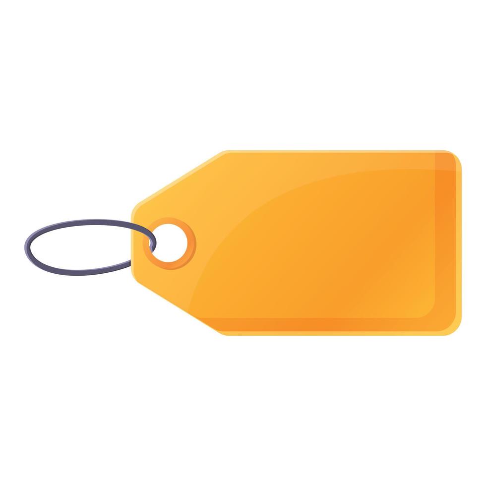 Plastic orange cloth tag icon, cartoon style vector