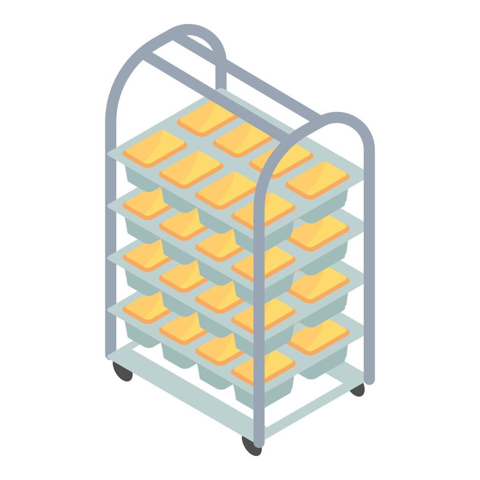 Bakery factory bread cart icon, isometric style vector