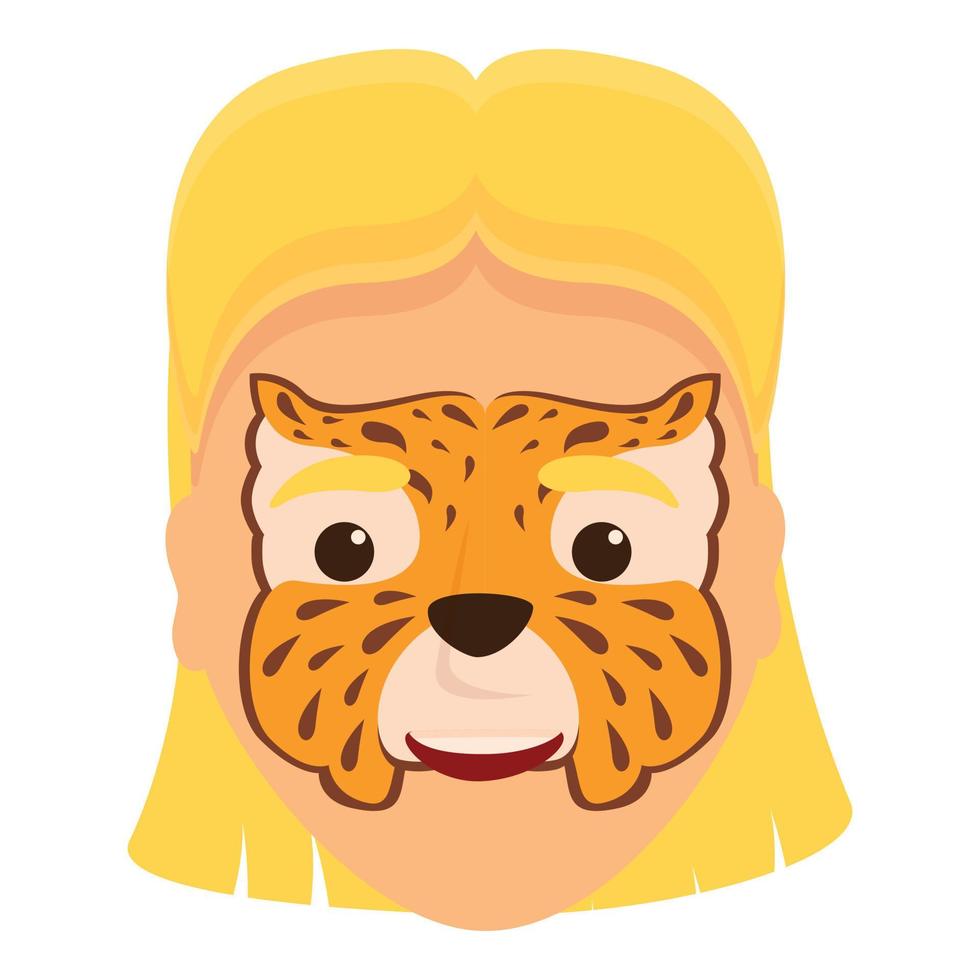 Face painting tiger icon, cartoon style vector