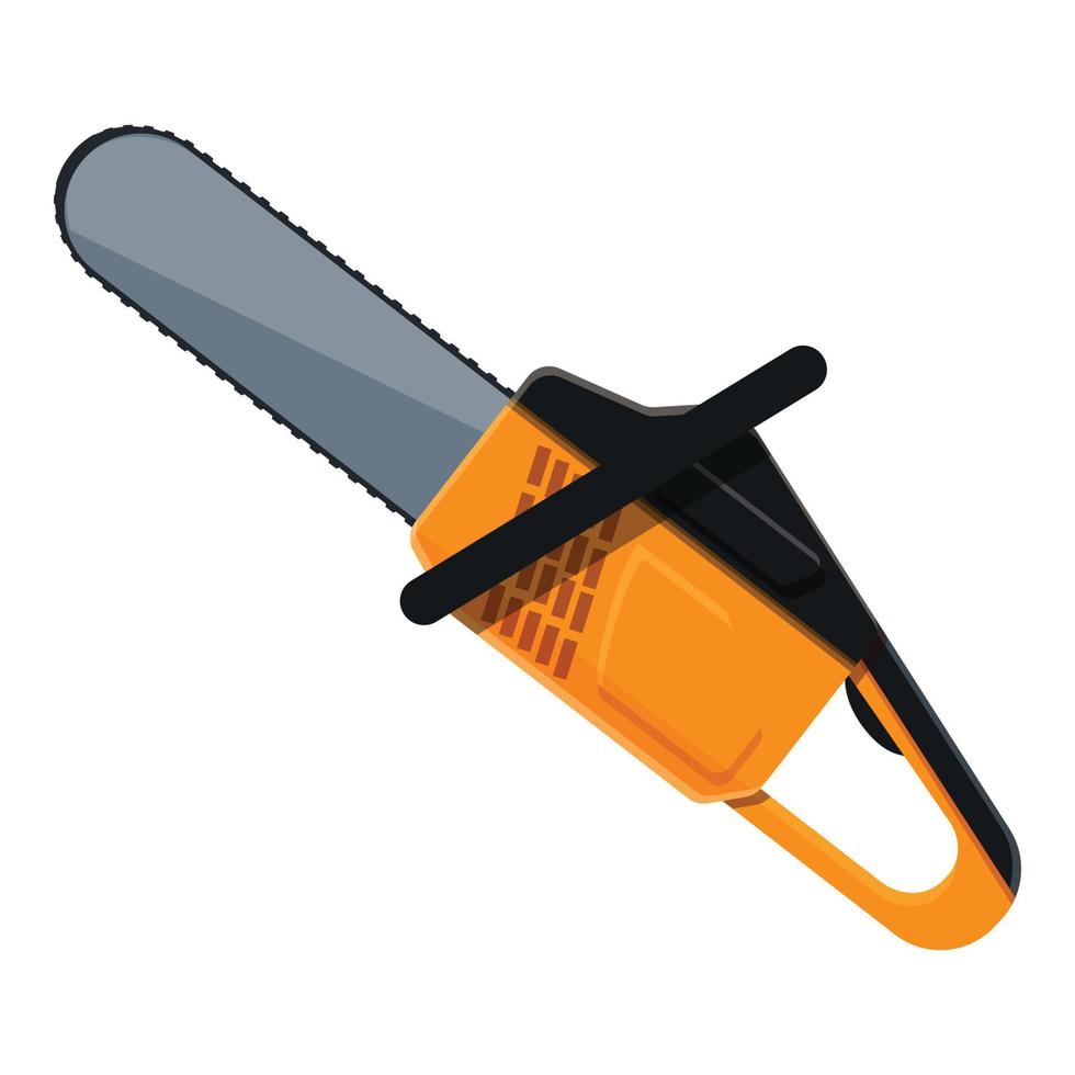 Hand held chainsaw saw icon, cartoon style vector