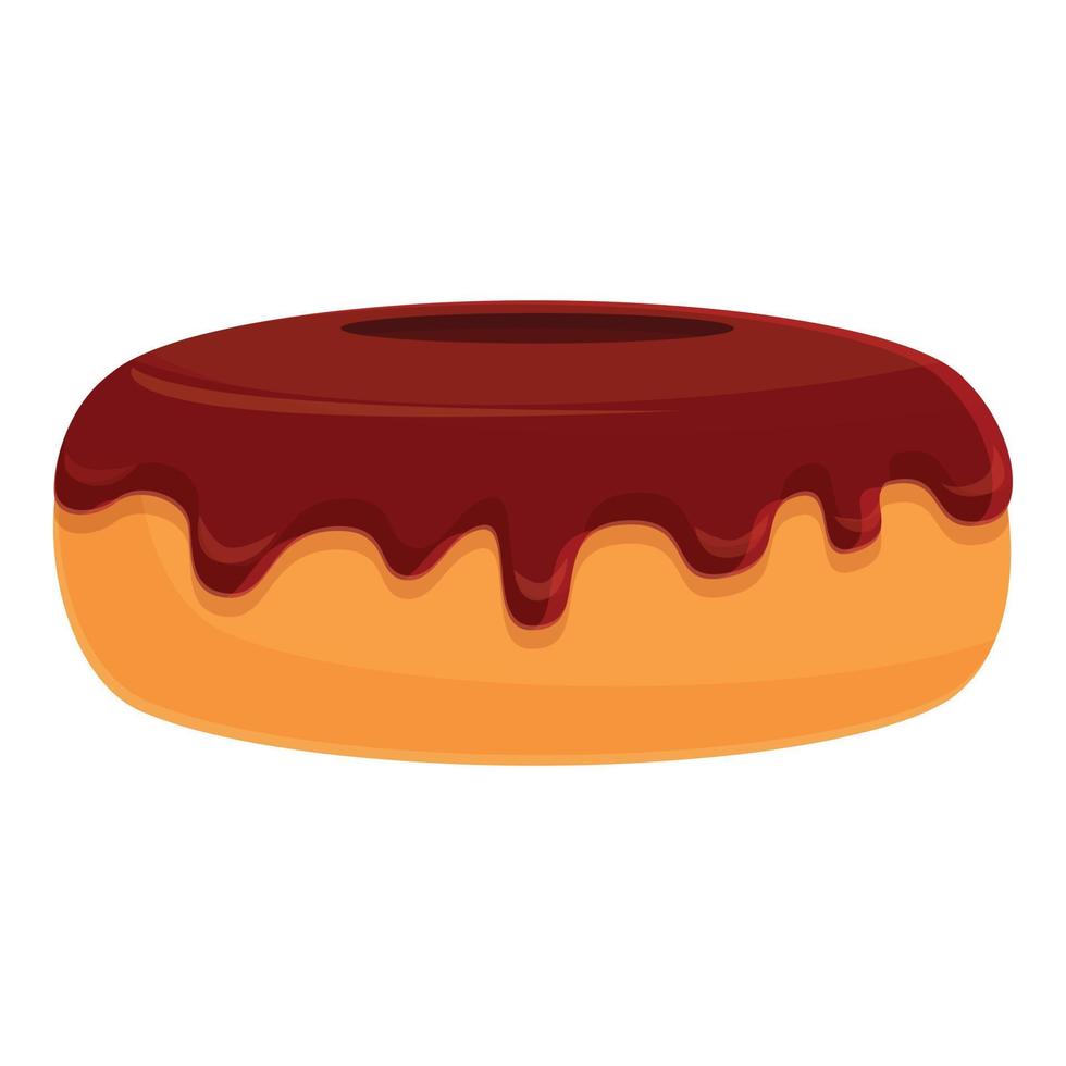 Breakfast chocolate donut icon, cartoon style vector