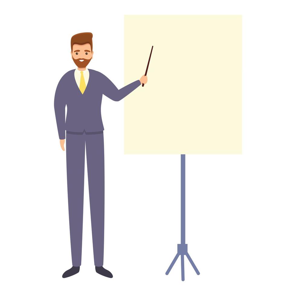 Successful businessman presentation icon, cartoon style vector