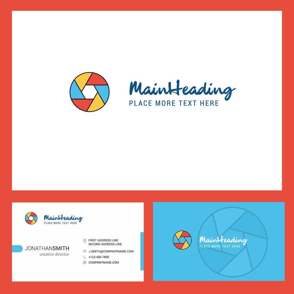 Camera shutter Logo design with Tagline Front and Back Busienss Card Template Vector Creative Design