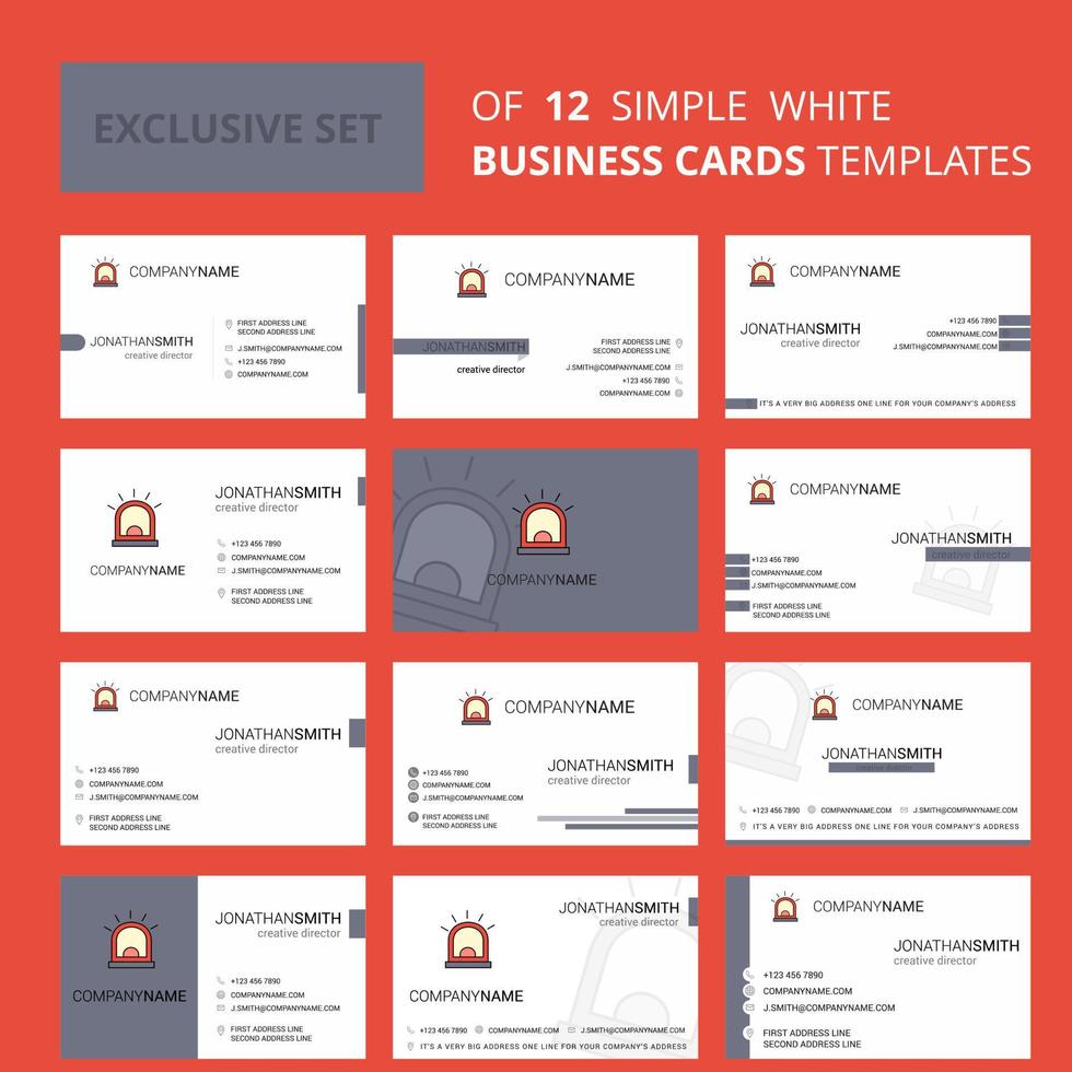 Set of 12 Alarm Creative Busienss Card Template Editable Creative logo and Visiting card background vector