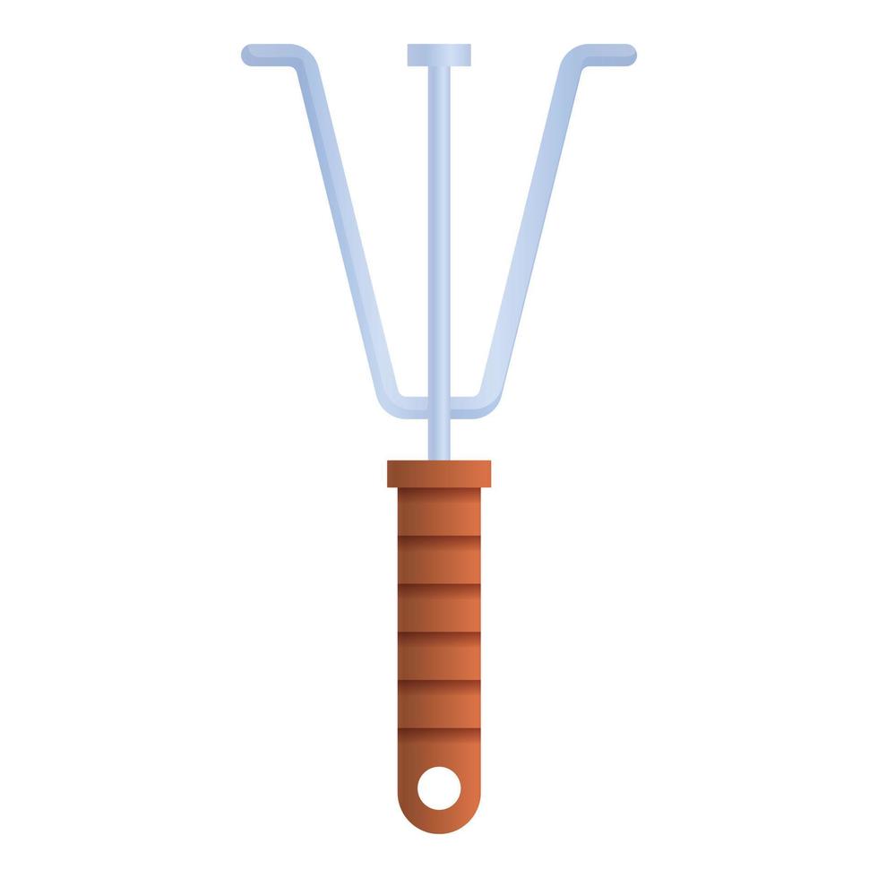 Hand fork icon, cartoon style vector