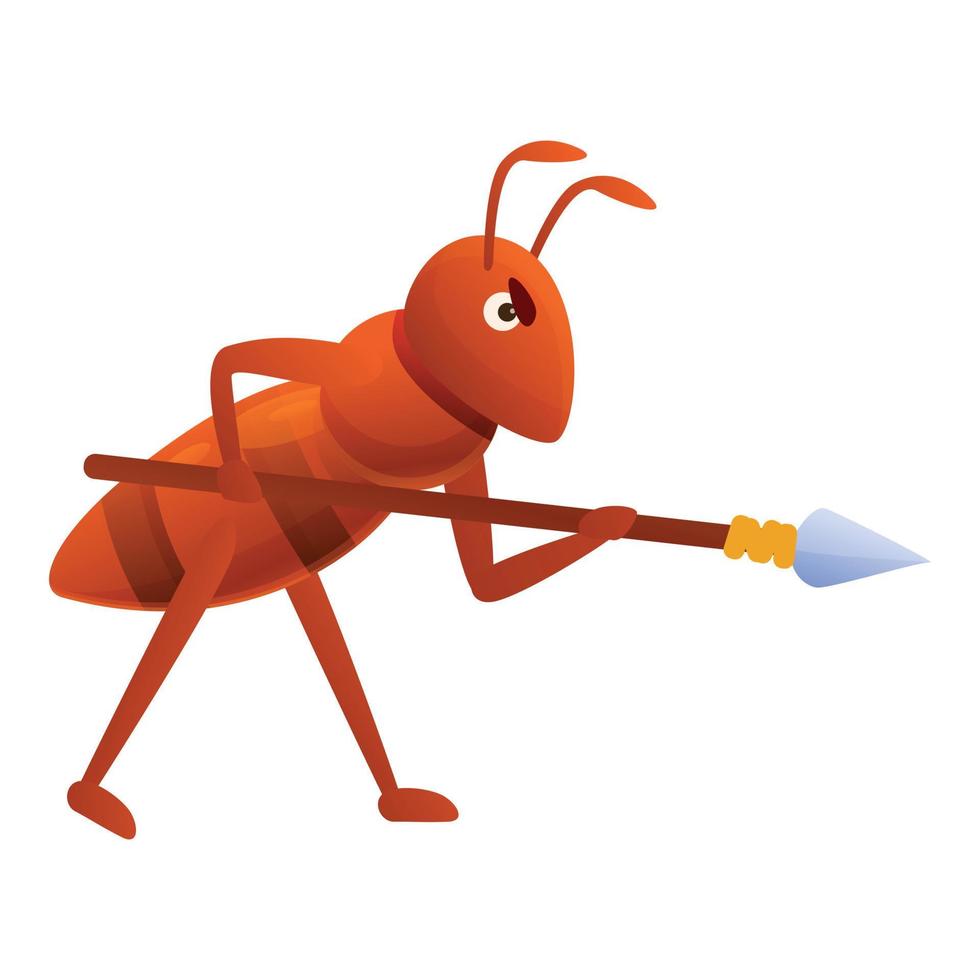 Ant warrior icon, cartoon style vector