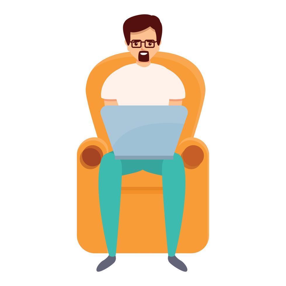 icono de trabajo remoto de sillón, estilo de dibujos animados vector