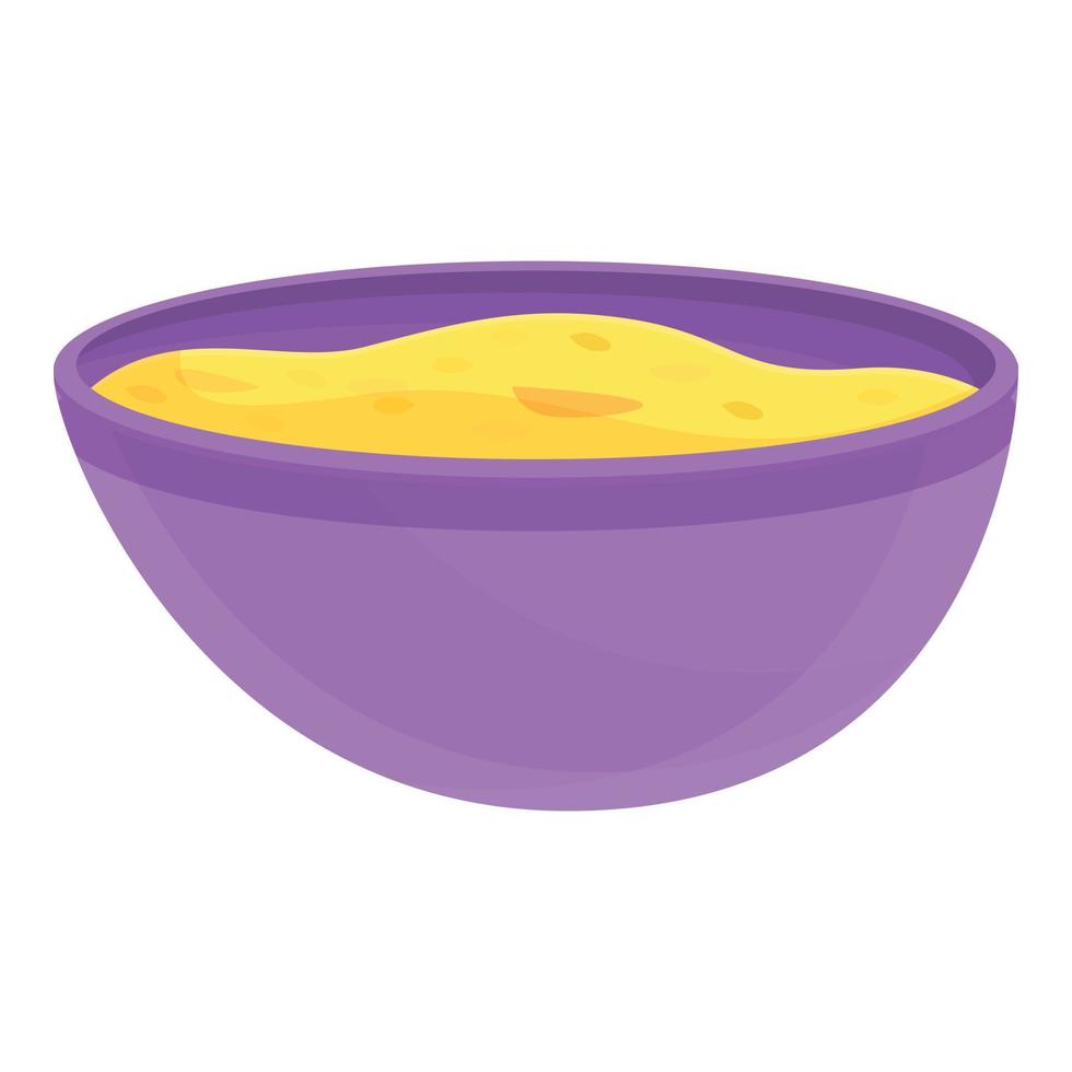 Muesli bowl icon, cartoon style vector