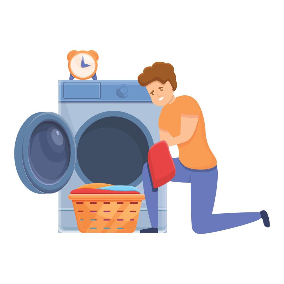Washing machine icon, cartoon style vector