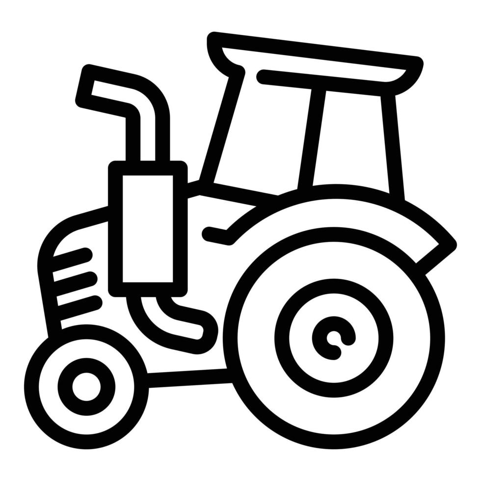 viejo, tractor, icono, contorno, estilo vector