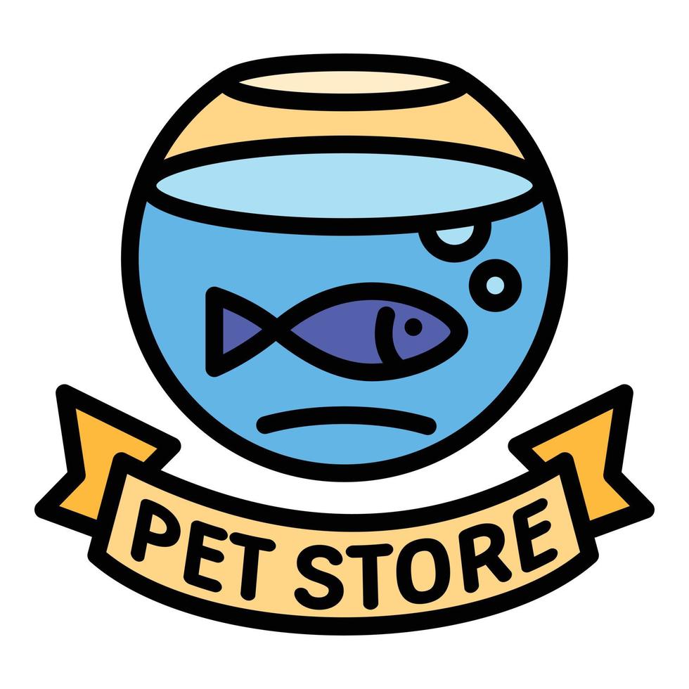 Fish pet store logo, outline style vector
