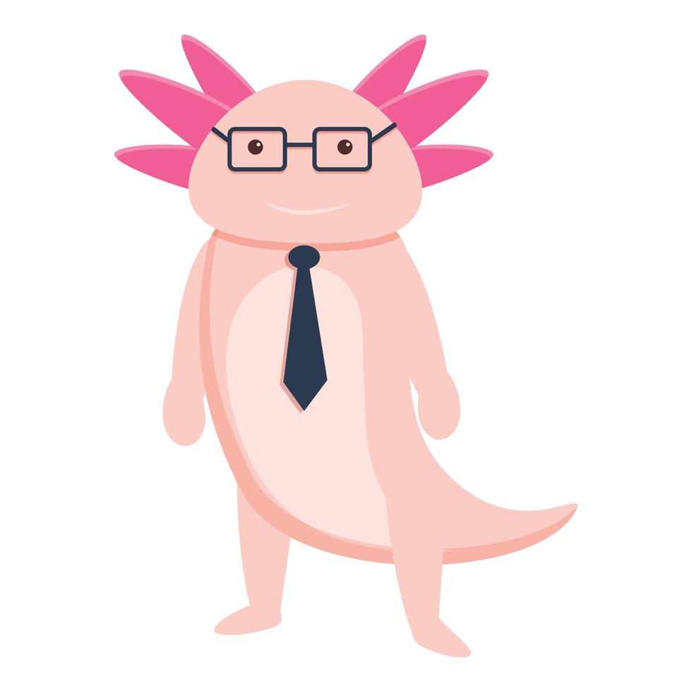 hombre de negocios, axolotl, icono, caricatura, estilo vector