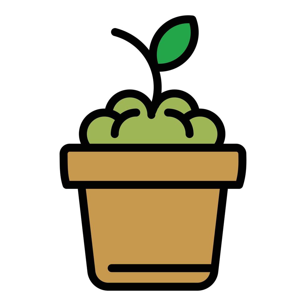 icono de maceta de cultivo de jardín, estilo de esquema vector