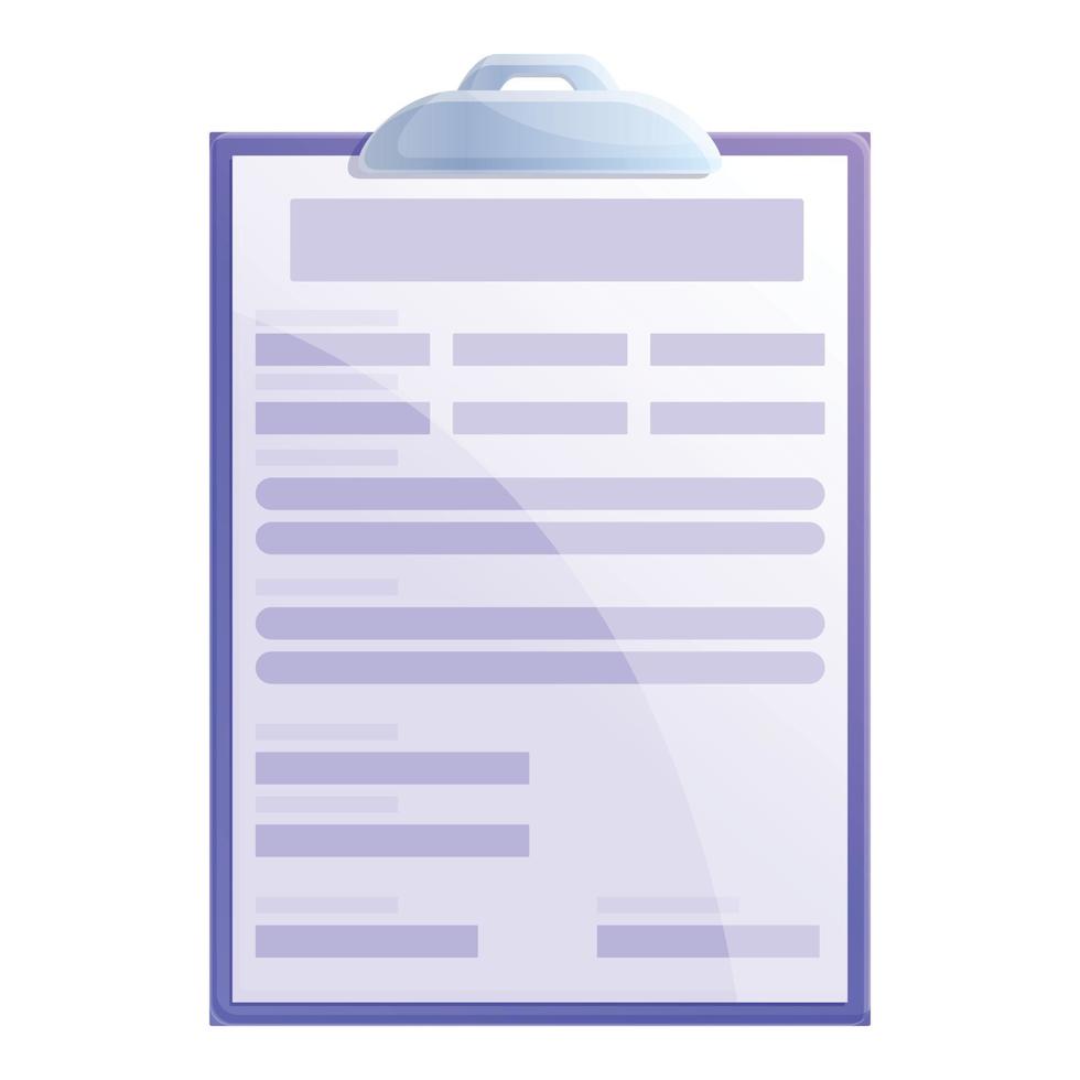Personal data clipboard icon, cartoon style vector