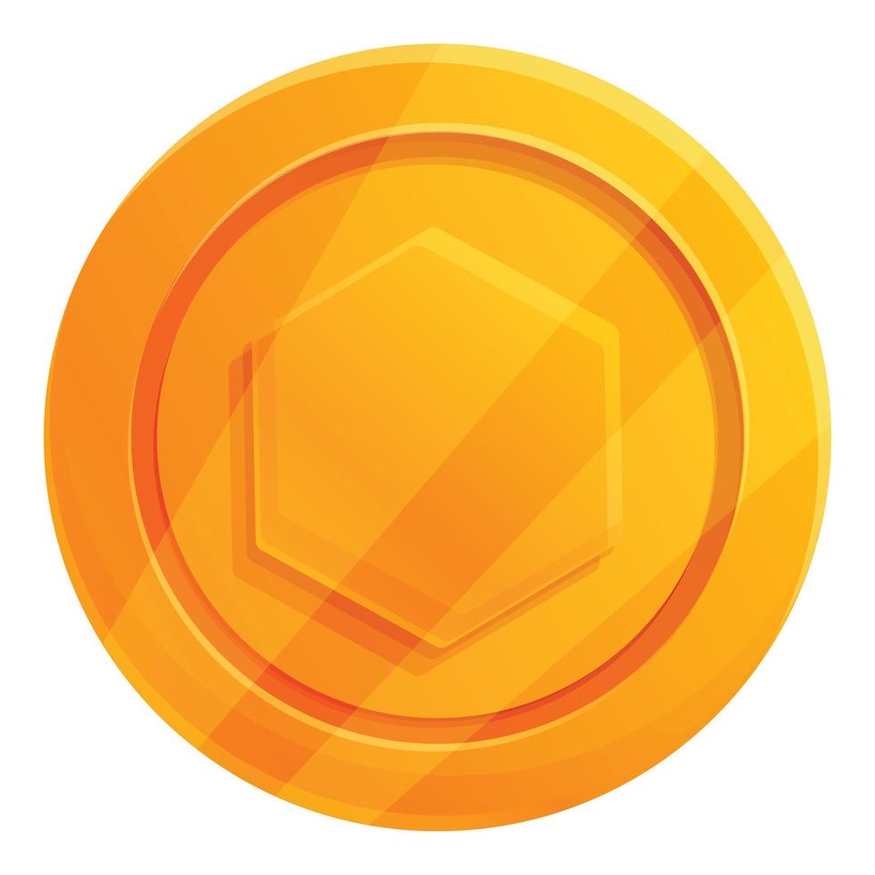 Gold token icon, cartoon style vector
