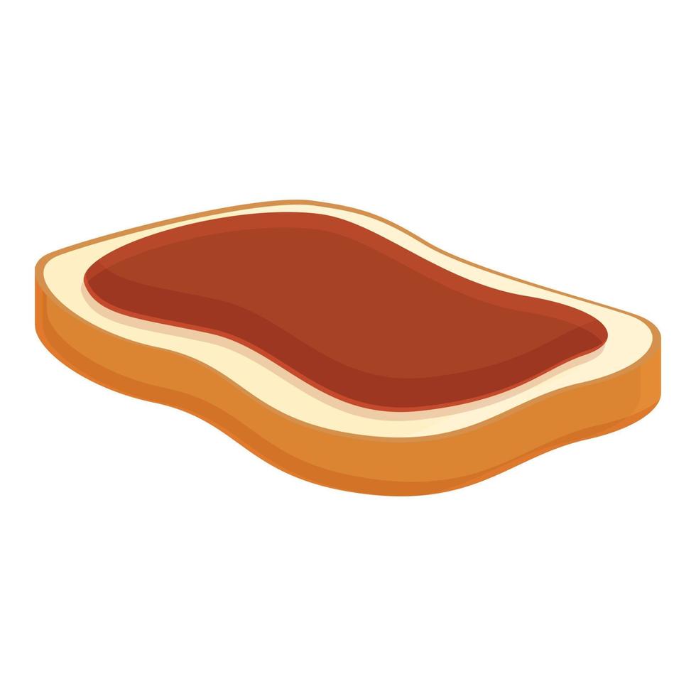 icono de pan de mantequilla de chocolate, estilo de dibujos animados vector