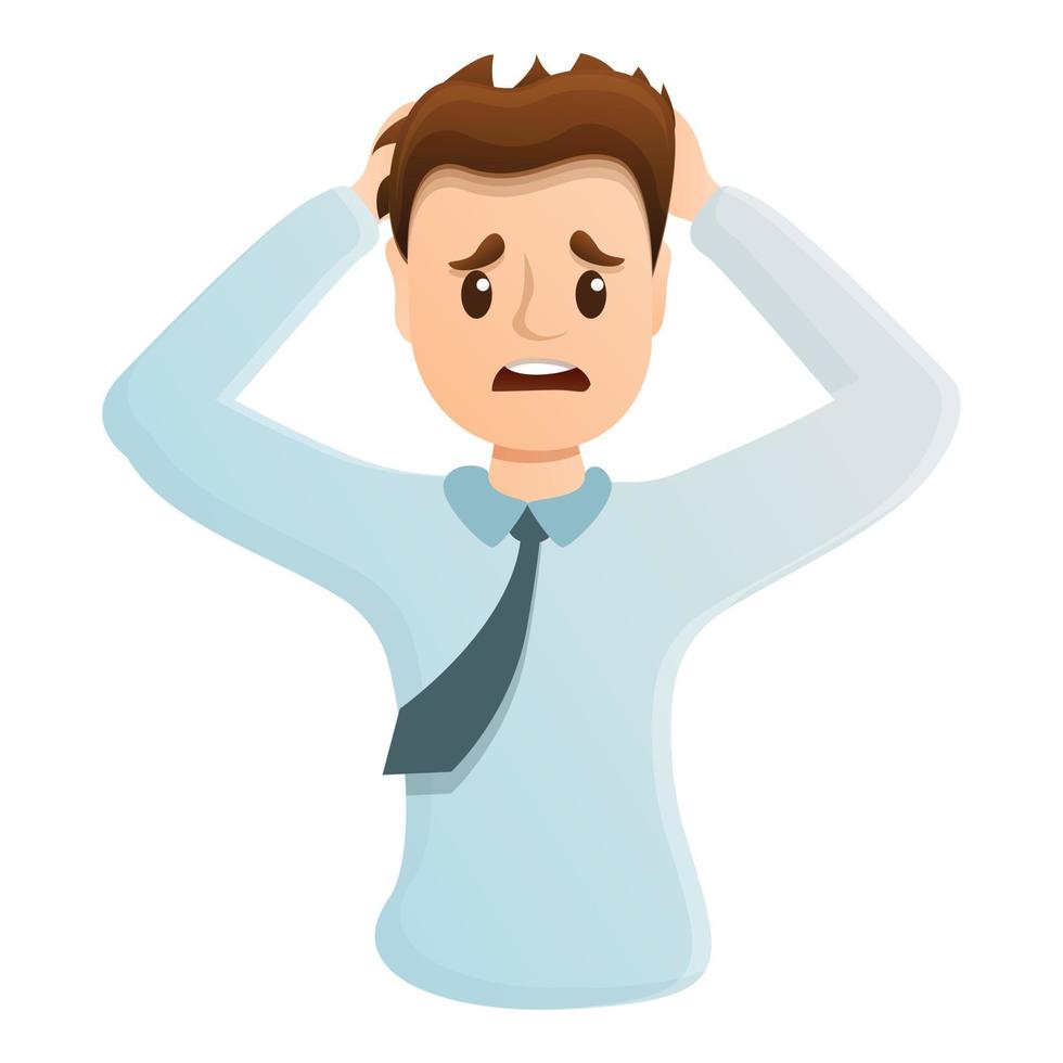 Office worker stress icon, cartoon style vector