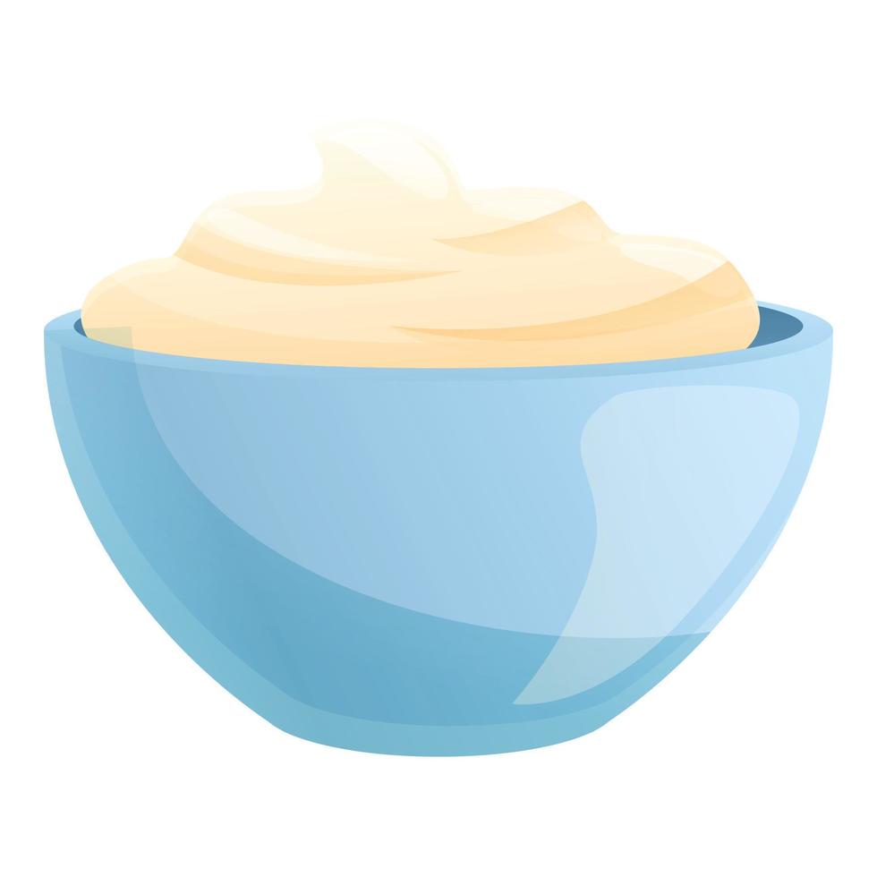 Farm sour cream icon, cartoon style vector