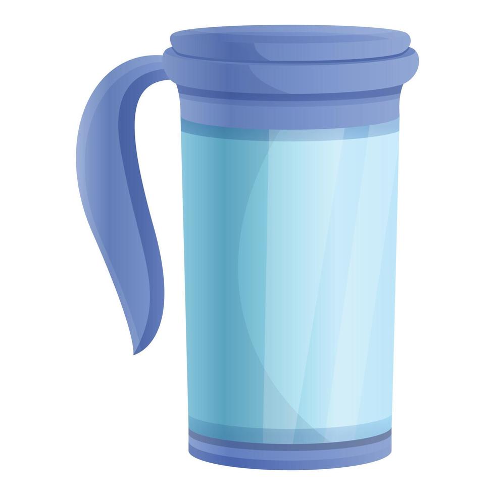 Glass thermo cup icon, cartoon style vector