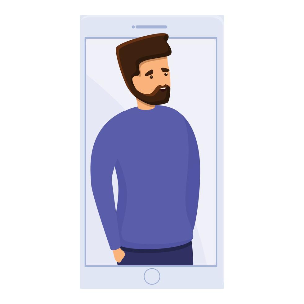 Father video call icon, cartoon style vector